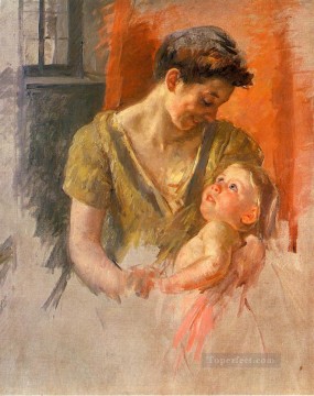 Mother and Child Smiling at Each Other mothers children Mary Cassatt Oil Paintings